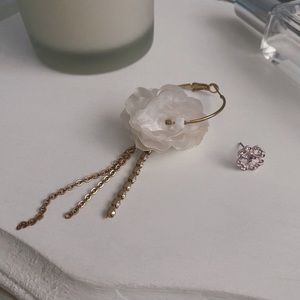 Floral Rhinestone Stud Dangling Earrings